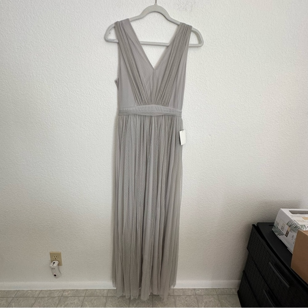 NWT Lulus Women's Small Gray Chiffon Maxi Dress